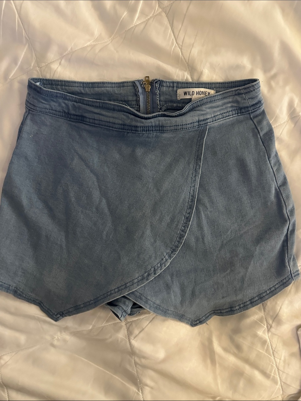 Wild Honey Light Blue Denim Wrap Skort